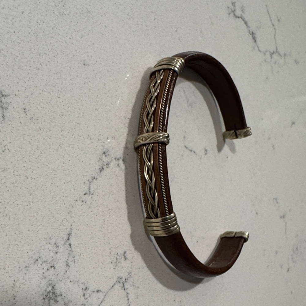 Elegant Silver and Brown Braided Bracelet